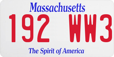 MA license plate 192WW3