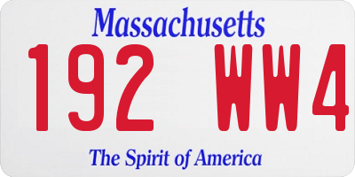MA license plate 192WW4