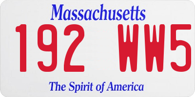 MA license plate 192WW5