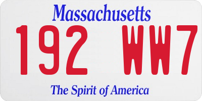 MA license plate 192WW7