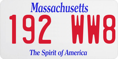 MA license plate 192WW8