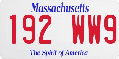 MA license plate 192WW9