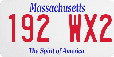 MA license plate 192WX2