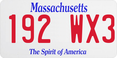 MA license plate 192WX3