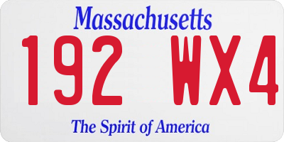 MA license plate 192WX4