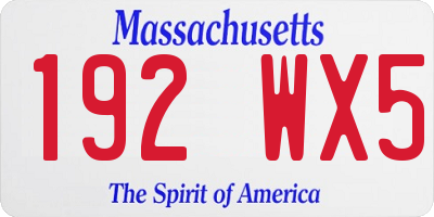 MA license plate 192WX5