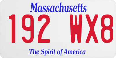 MA license plate 192WX8