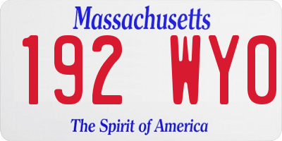 MA license plate 192WY0
