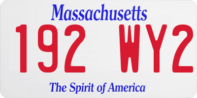 MA license plate 192WY2