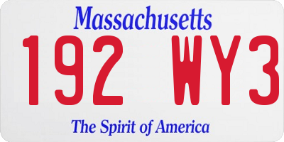 MA license plate 192WY3