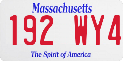 MA license plate 192WY4