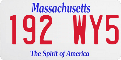 MA license plate 192WY5