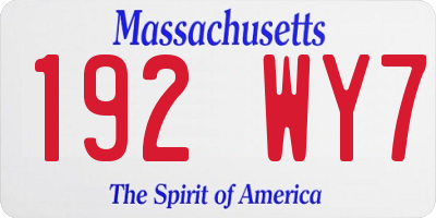 MA license plate 192WY7