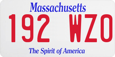 MA license plate 192WZ0