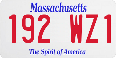 MA license plate 192WZ1