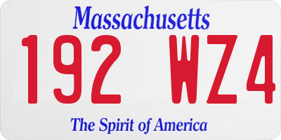 MA license plate 192WZ4