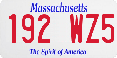 MA license plate 192WZ5