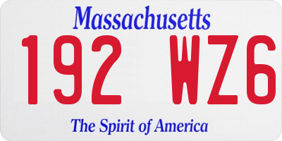 MA license plate 192WZ6
