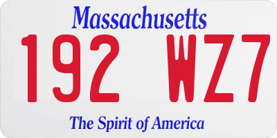 MA license plate 192WZ7