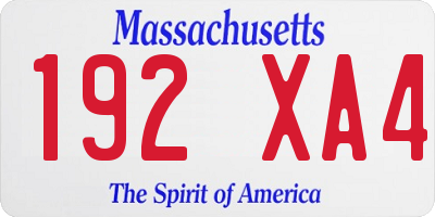 MA license plate 192XA4