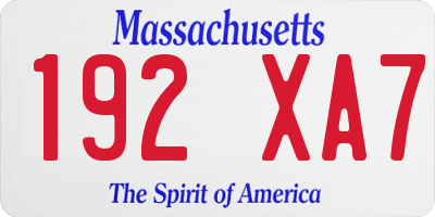 MA license plate 192XA7