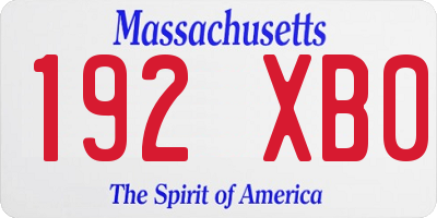 MA license plate 192XB0