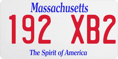 MA license plate 192XB2