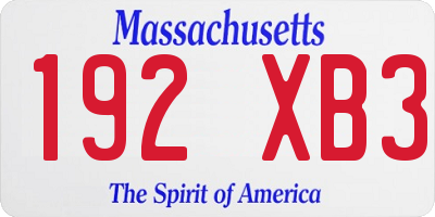 MA license plate 192XB3