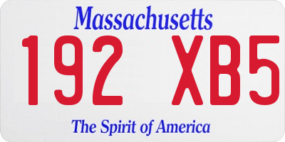 MA license plate 192XB5