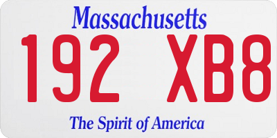 MA license plate 192XB8