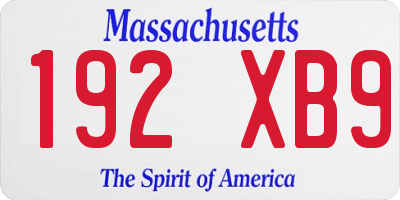 MA license plate 192XB9