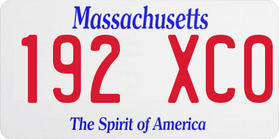 MA license plate 192XC0
