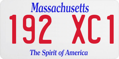 MA license plate 192XC1