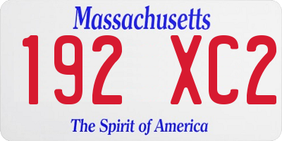 MA license plate 192XC2