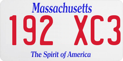 MA license plate 192XC3