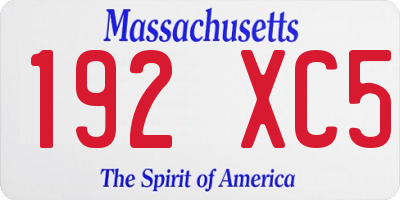 MA license plate 192XC5