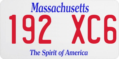 MA license plate 192XC6