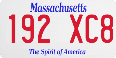 MA license plate 192XC8