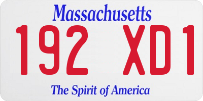 MA license plate 192XD1