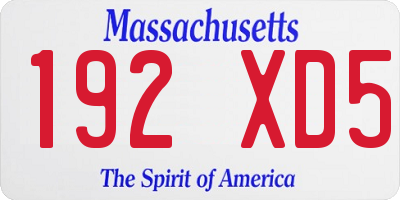 MA license plate 192XD5