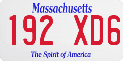 MA license plate 192XD6