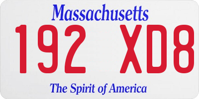 MA license plate 192XD8