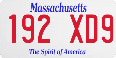 MA license plate 192XD9