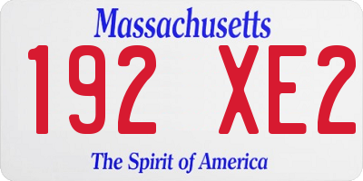 MA license plate 192XE2