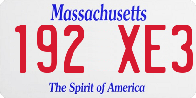 MA license plate 192XE3