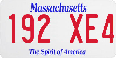 MA license plate 192XE4