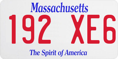 MA license plate 192XE6