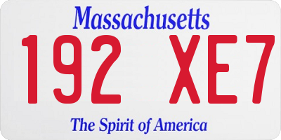 MA license plate 192XE7