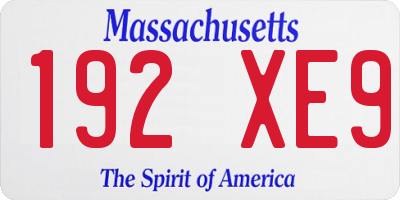 MA license plate 192XE9