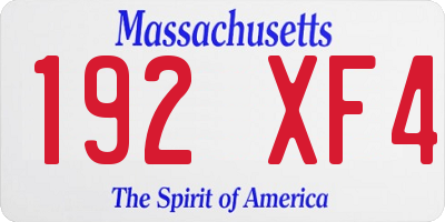 MA license plate 192XF4